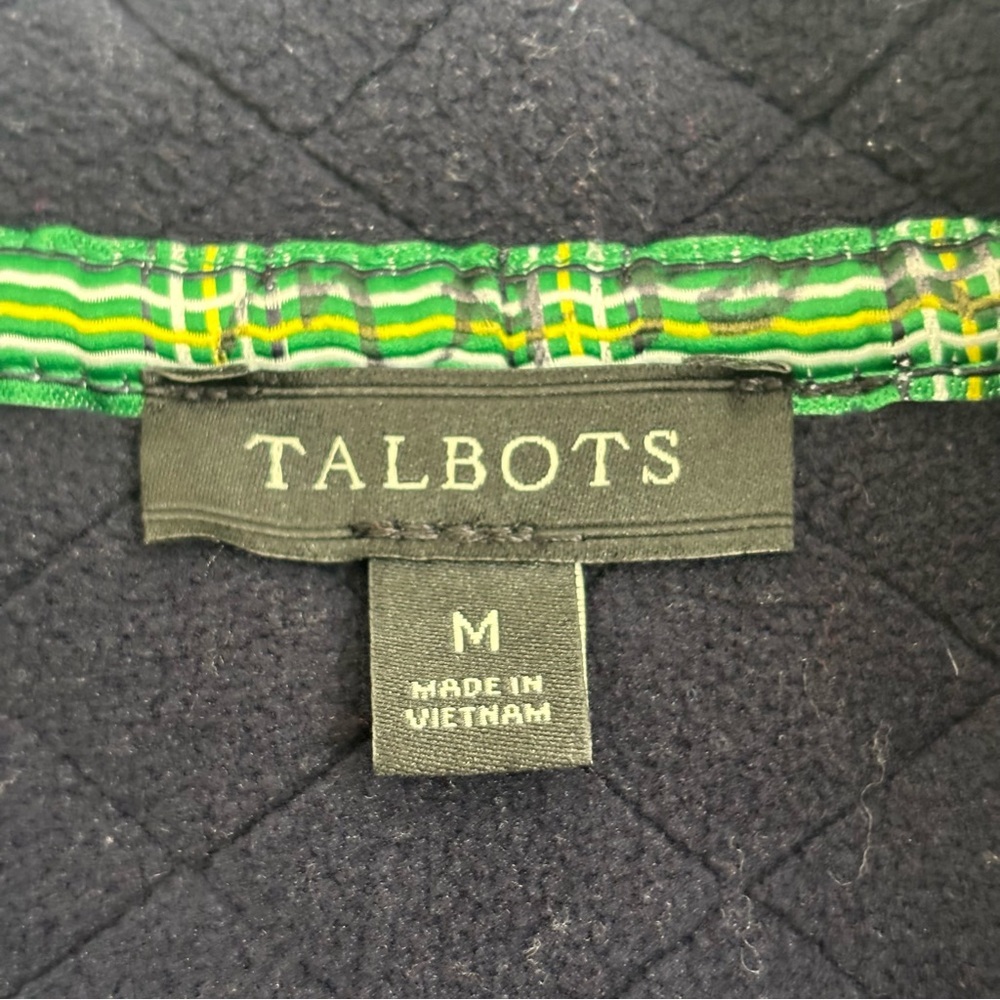 ❤️2/$15 or 3:$21❤️ Talbots Navy Blue Fleece/Quilted Zip-up Jacket, Size M - Picture 10 of 11